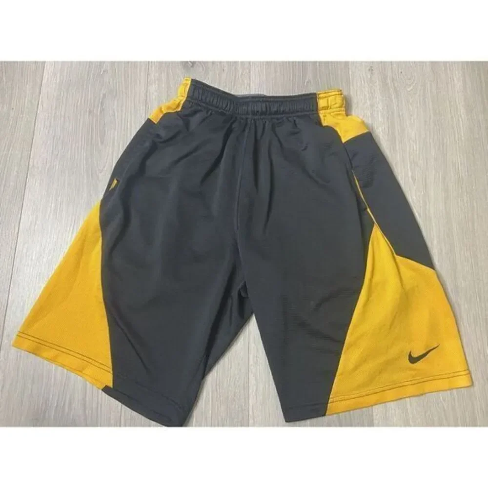 Nike Dri-Fit Athletic Football Shorts Mens S Black Yellow‎ Training Basketball